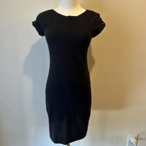 Banana Republic Classic Black Short Sleeve Dress with Button Accents